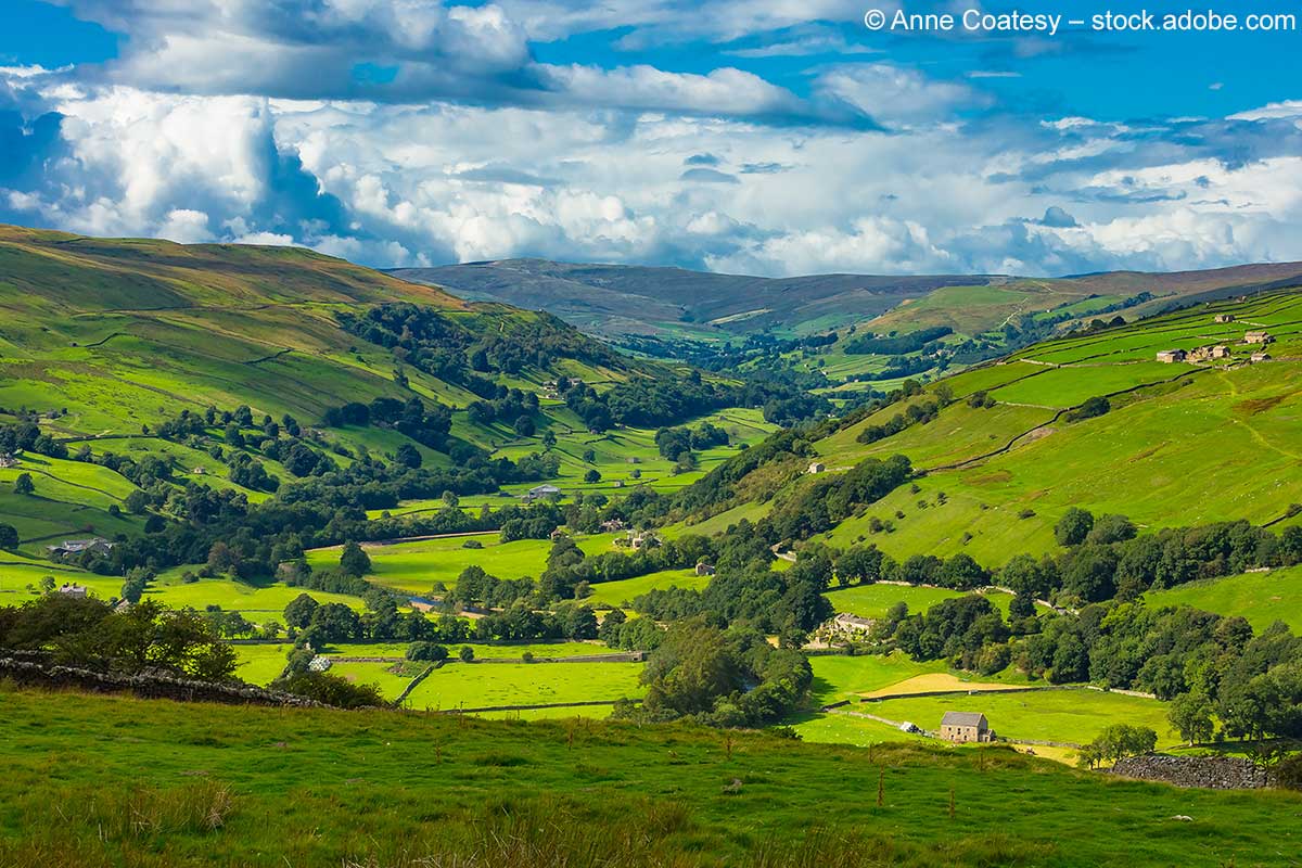 Straße von Askrigg nach Gunnerside im Swaledale in den Yorkshire Dales Straße von Askrigg nach Gunnerside im Swaledale in den Yorkshire Dales